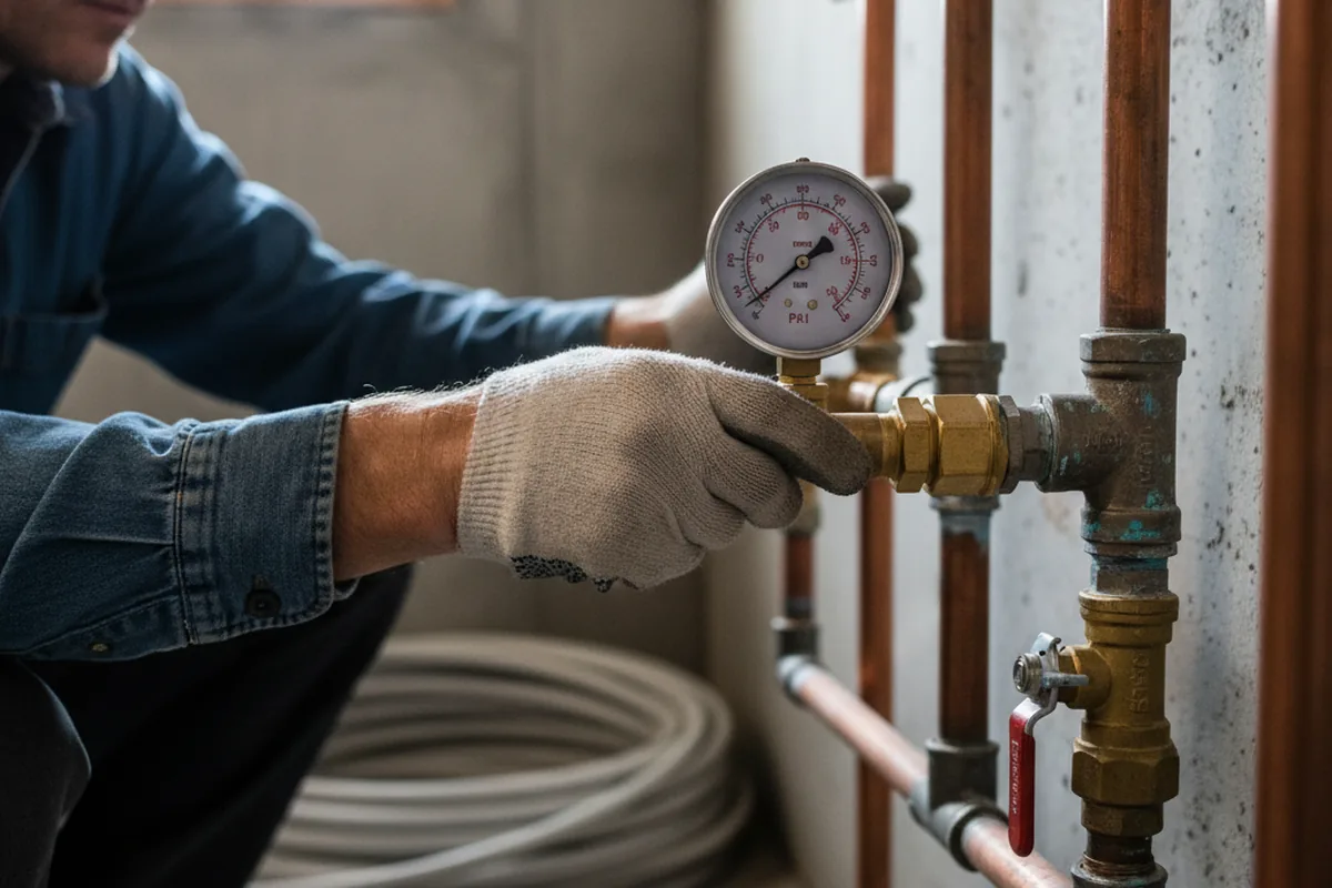 Pressure testing a repaired line during Water Line Repair in Live Oak
